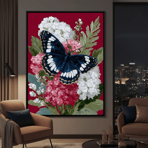 Midnight Butterfly Garden Bouquet Canvas Print