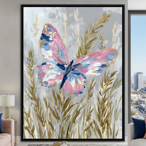 Pastel Butterfly Meadow Painting Canvas Print