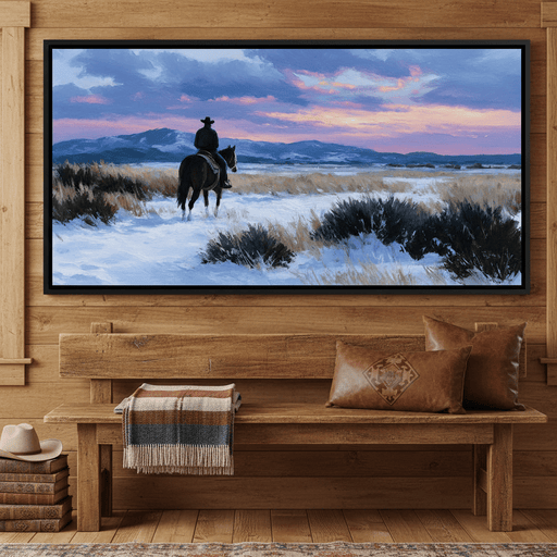 Western Rider at Snowy Dawn Canvas Print