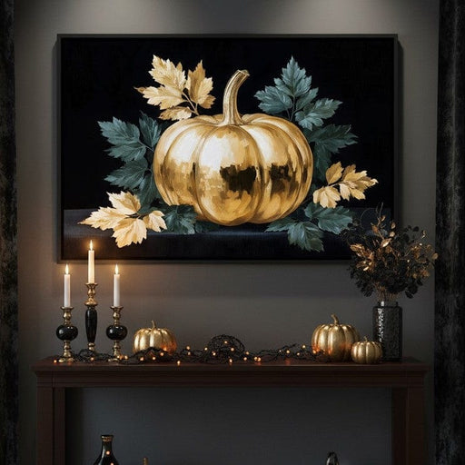 Golden Pumpkin Autumn Elegance Canvas Print