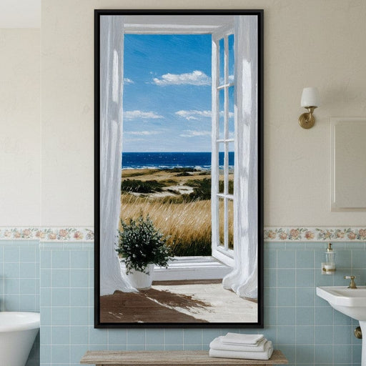 Open Window Ocean Breeze View Canvas Print