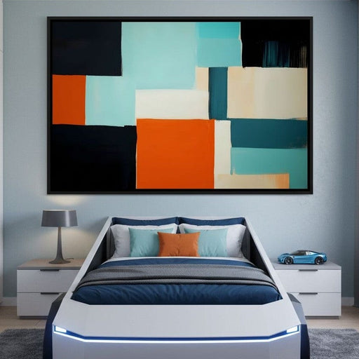 Modern Teal Orange Geometric Fields Canvas Print