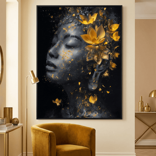 Golden Lotus Reverie Portrait Canvas Print