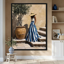 Sun Hat Lady By Olive Tree