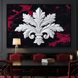 White Fleur De Lis Red Stone - room mockup 2