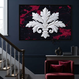 White Fleur De Lis Red Stone - room mockup 3