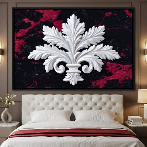 White Fleur De Lis Red Stone Canvas Print