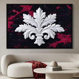 White Fleur De Lis Red Stone - room mockup 12