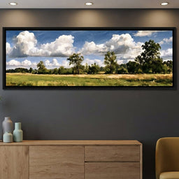 Wide Pastures Under Rolling Clouds - dining room mockup