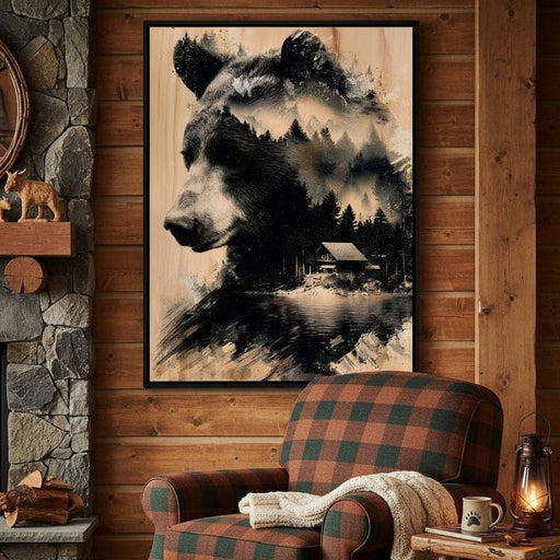 Bear Forest Cabin Reflections Canvas Print