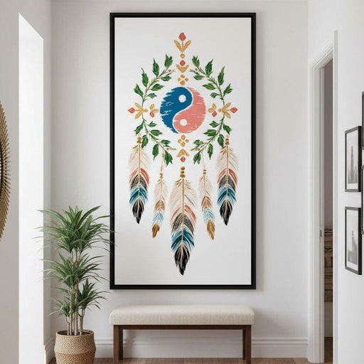 Boho Yinyang Feather Balance Canvas Print