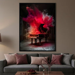 Grand Piano Burst of Vibrant Fire
