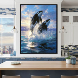 Breaching Orcas Dawn Ocean Dance