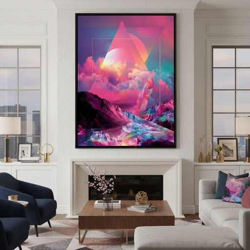 Cosmic Neon Triangle Peaks Canvas Print