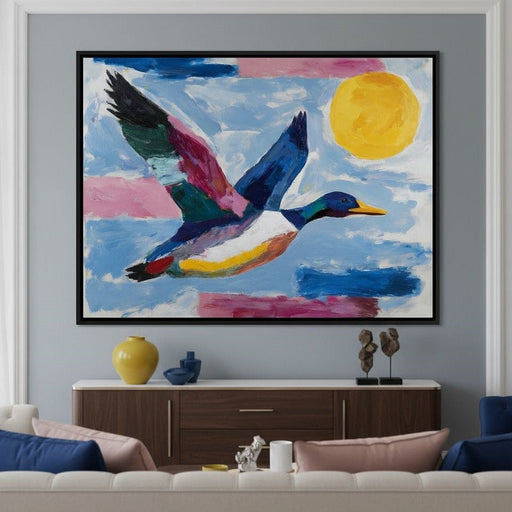 Sunlit Flight of Wild Duck Canvas Print