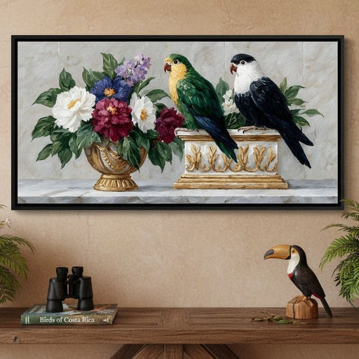 Parrot Companions Floral Grandeur Canvas Print