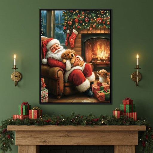 Cozy Christmas Eve With Puppies Canvas Print