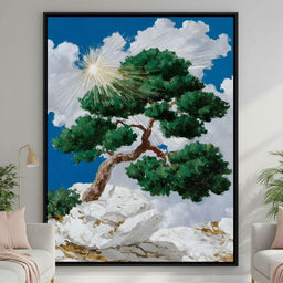 Sunlit Pine on White Cliff