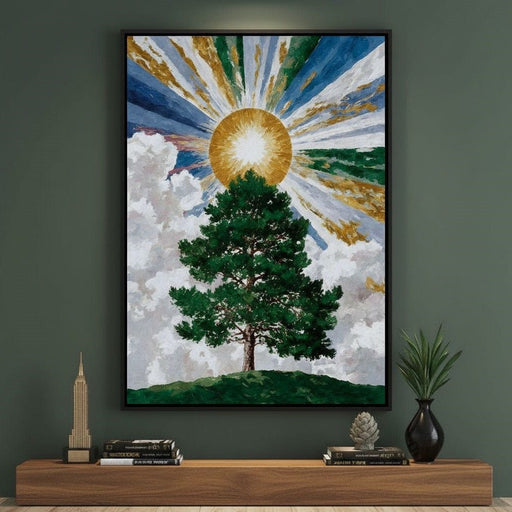 Solar Radiance Above Verdant Pine Canvas Print