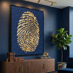 Golden Fingerprint On Navy Paper
