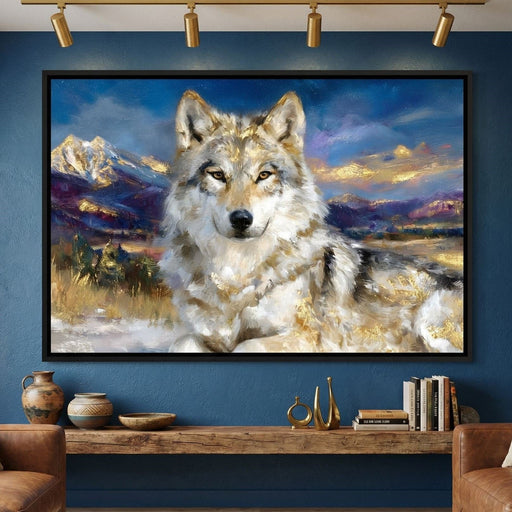 Golden Alpine Wolf Portrait - Neal Hackett Canvas Print