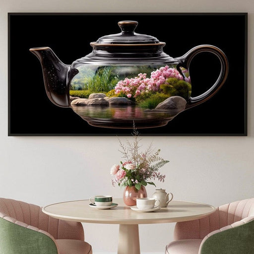Zen Teapot Garden Reflection Canvas Print