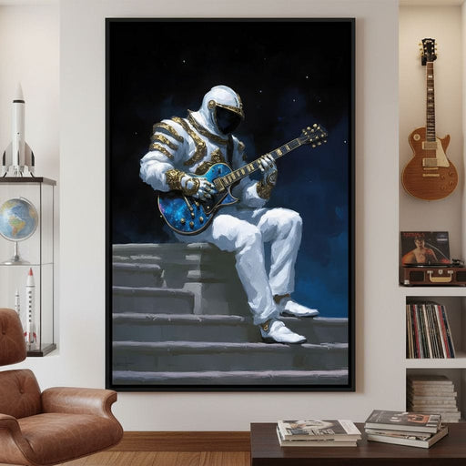 Celestial Guitarist on Lunar Steps Canvas Print