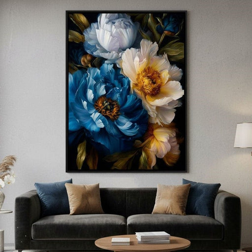 Midnight Peony Garden Radiance Canvas Print