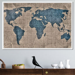 Blue Lands World Map - NicheCanvas