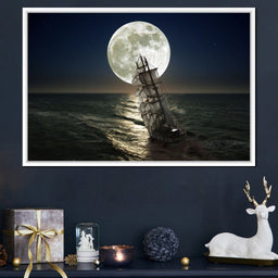 Sailing Under the Giant Moon - NicheCanvas