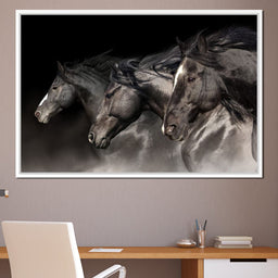 Three Black Stallions - NicheCanvas