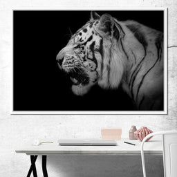 Black and White Tiger Profile - NicheCanvas