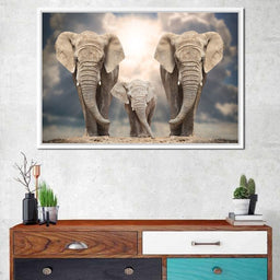 Elephant Family Under the Sun - NicheCanvas