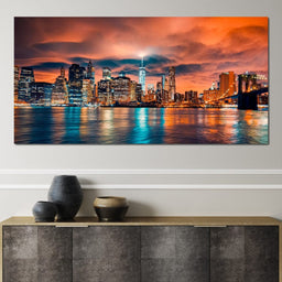 Red Clouds Over New York City - NicheCanvas