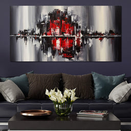 Red Black & Grey Skyline - NicheCanvas