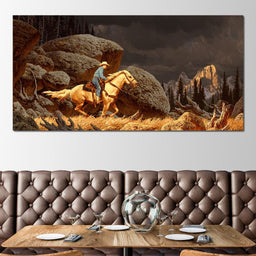 Cowboy In The Rockies - NicheCanvas