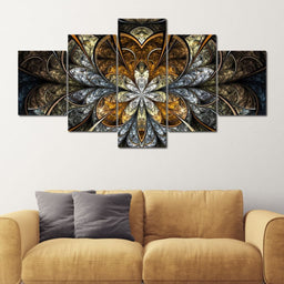 Digital Yellow Fractal Flower - NicheCanvas