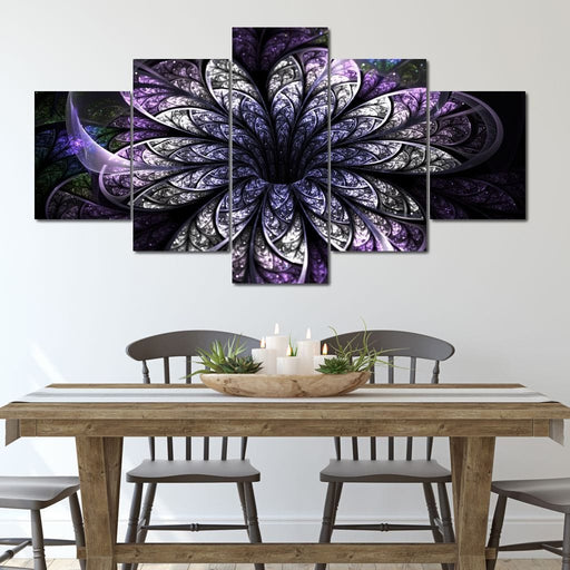 Dark Purple Fractal Flower - Canvas Print - beautiful wall art of a modern purple flower painting - this wall decor makes the perfect centerpiece for your living room | NicheCanvas