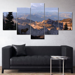 Elk by the Mountains - NicheCanvas