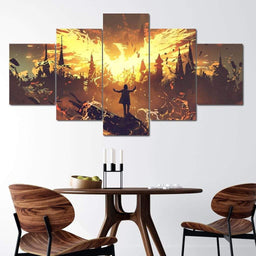 Phoenix Rising Multi Panel Canvas Wall Art - NicheCanvas