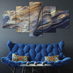 Gold & Blue Composition - NicheCanvas