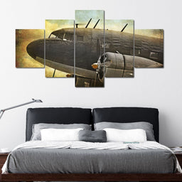 Old Military Aircraft Multi Panel Canvas Wall Art - NicheCanvas