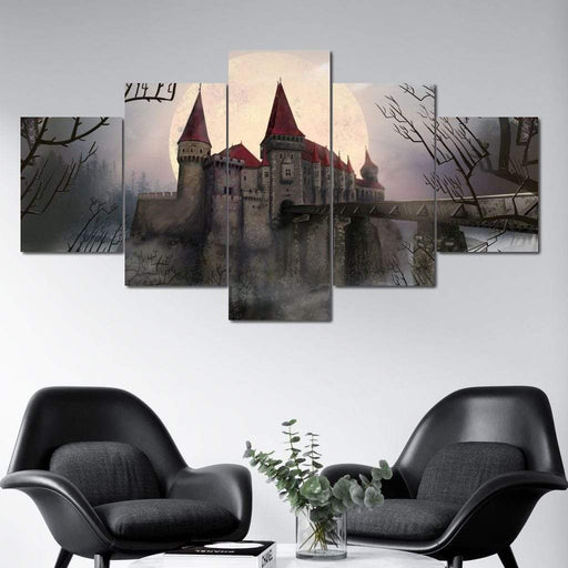 Dark Castle - Canvas Print - unique wall art of a spooky castle painting - this one of a kind canvas art of a fantasy castle will surely catch the attention of anyone in the room | NicheCanvas