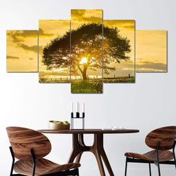 German Country Sunset Multi Panel Canvas Wall Art - NicheCanvas
