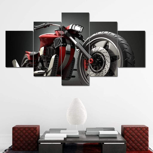 Concept Motorcycle - Canvas Print - 5 panel wall art of a vintage motorcycle - this photorealistic art print is perfect to hang to your home and office | NicheCanvas