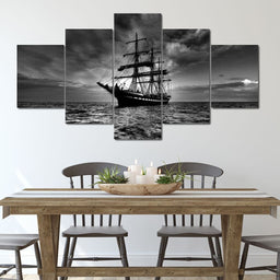 Tall Sail Ship Multi Panel Canvas Wall Art - NicheCanvas