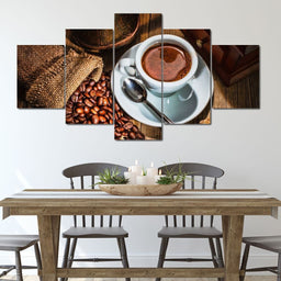 Dark Coffee Multi Panel Canvas Wall Art - NicheCanvas