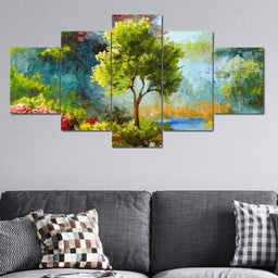 Spring Stream Multi Panel Canvas Wall Art - NicheCanvas
