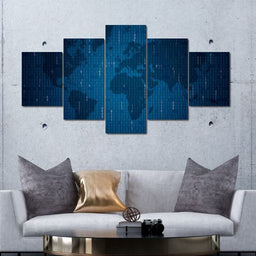 World Map - Data Multi Panel Canvas Wall Art - NicheCanvas