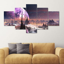 Glacial Moon Multi Panel Canvas Wall Art - NicheCanvas